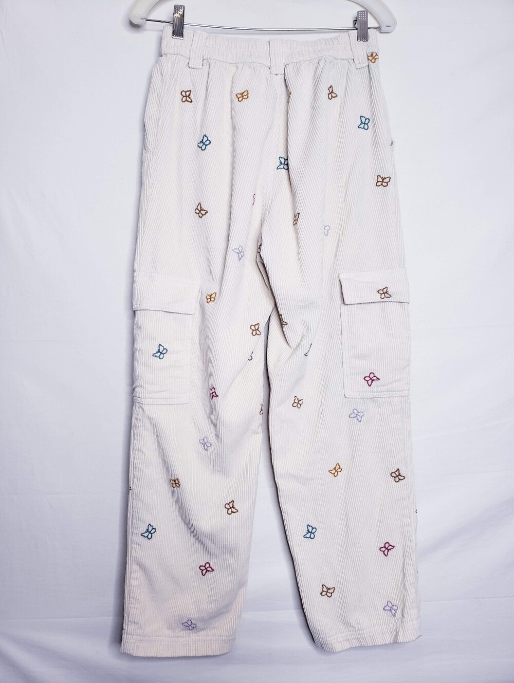 PacSun Butterfly Corduroy High Rise Elastic Waist Cargo Pants Women's Size Small - Picture 5 of 12
